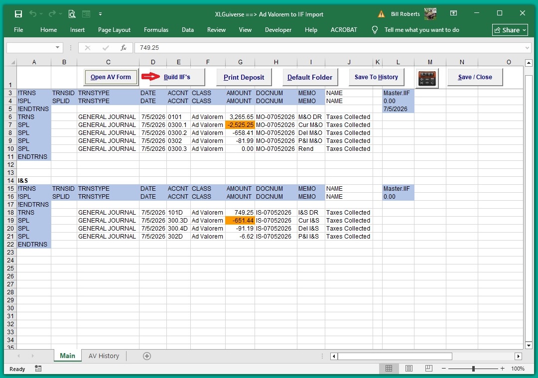 Build_IIF_Files Menu Build IIF